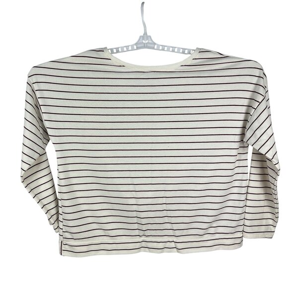 Old Navy Womens Size XL Striped Knot Front Top Cotton/Polyester White/Burgundy - Picture 3 of 6